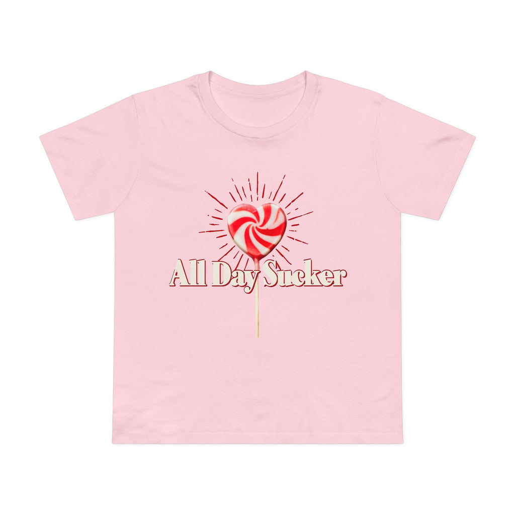 Maple Tee, Valentines Day Lollipop Women's Graphic Shirt, Heart Candy Top