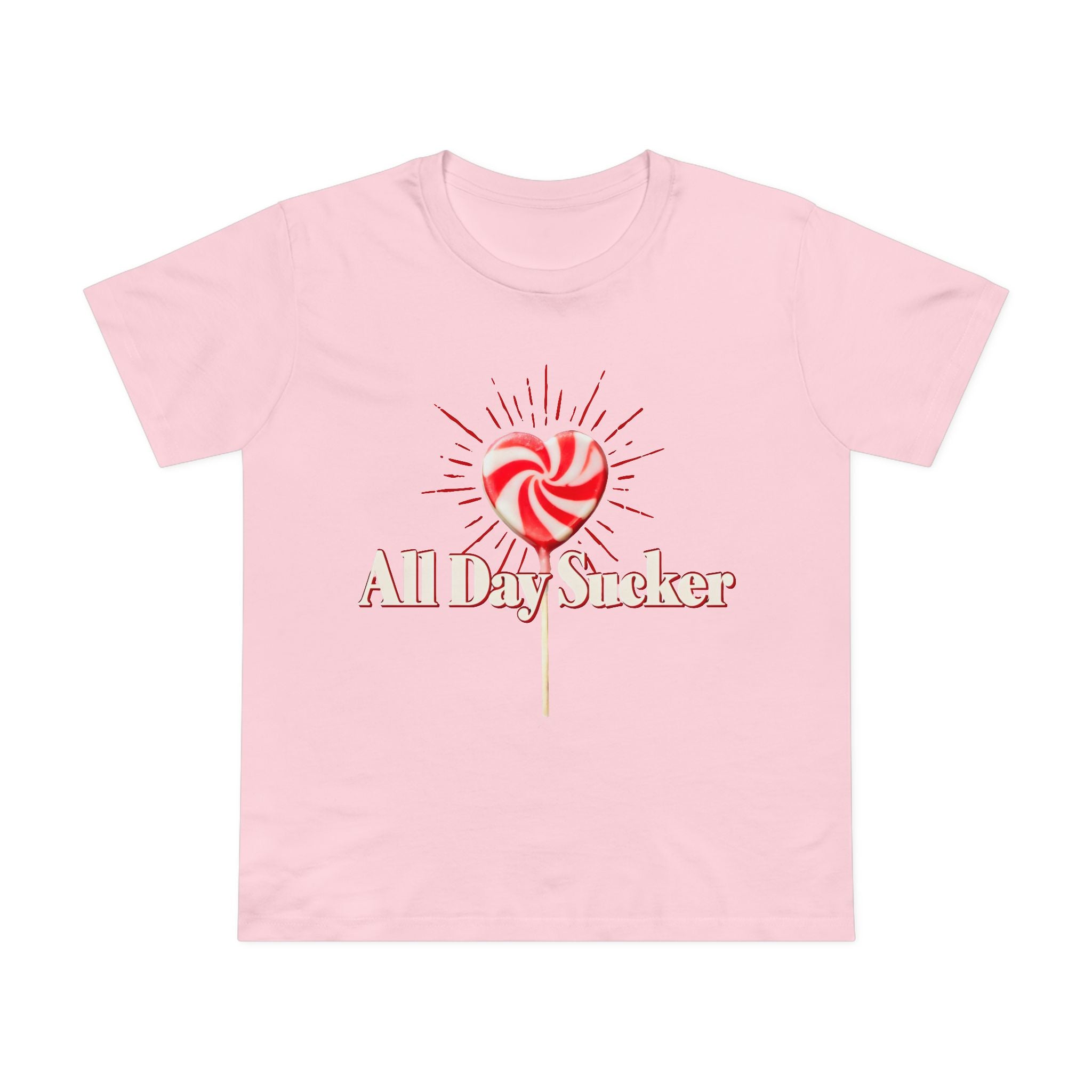 Maple Tee, Valentines Day Lollipop Women's Graphic Shirt, Heart Candy Top