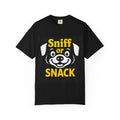 Sniff or Snack Dog Lover Unisex T-Shirt, Yellow text, Dog Apparel, Pet Owner Gift, Animal Lover Tee, Funny Canine Shirt
