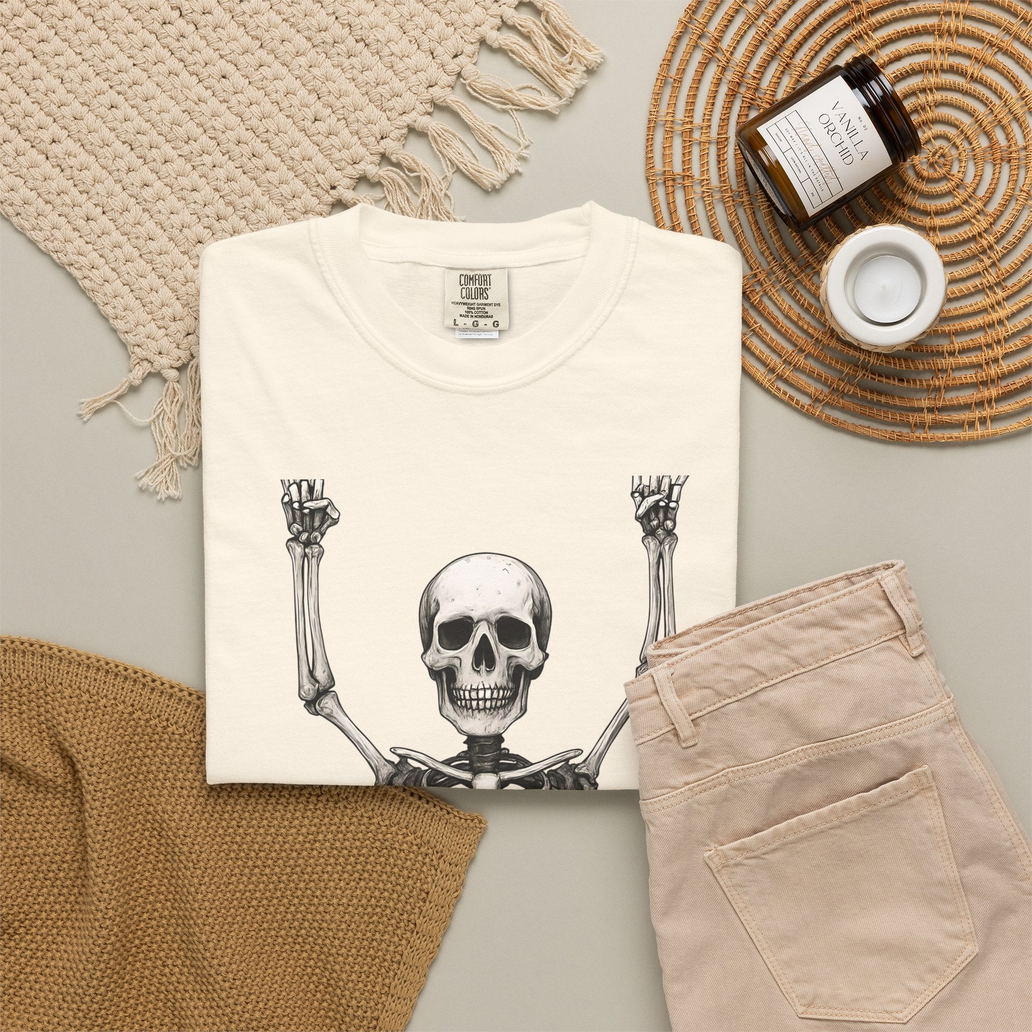 Hands Up, Vintage T-Shirt Skeleton Unisex Graphic