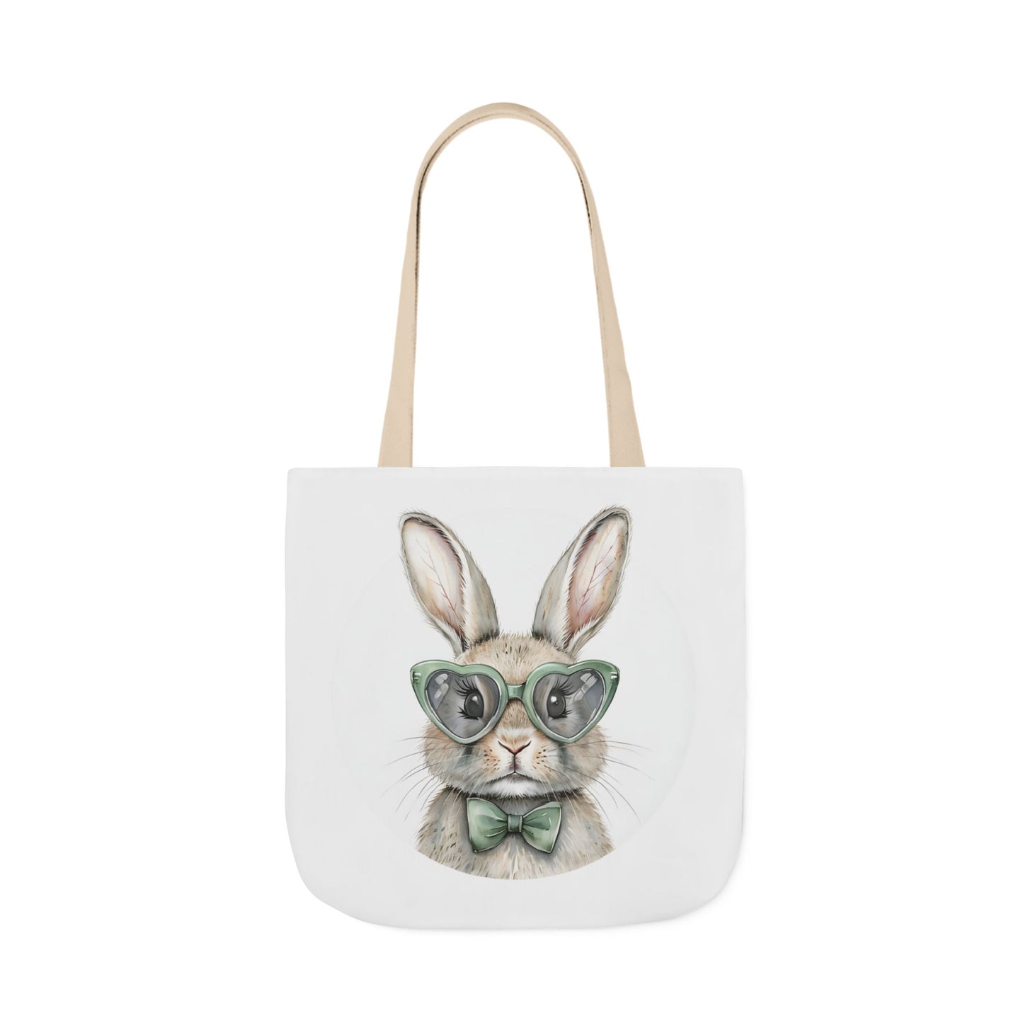 Playful Double Sided Bunny Canvas Tote Bag with 5-Color Straps, Eco-Friendly, Spring Gift, Perfect for Easter, Cute Animal Lover Bag