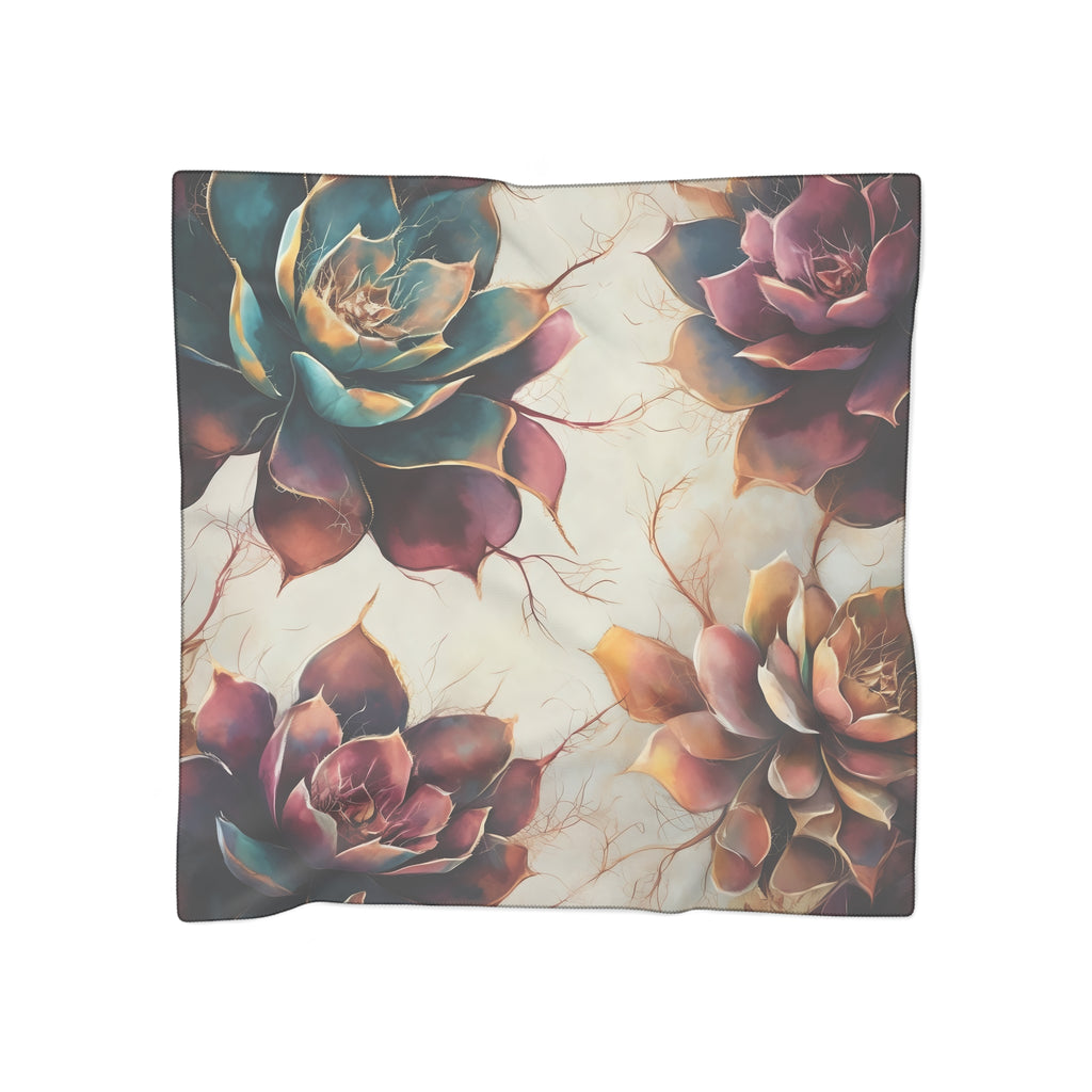 Vibrant Succulents Silk-Look Scarf — Soft Garden Print