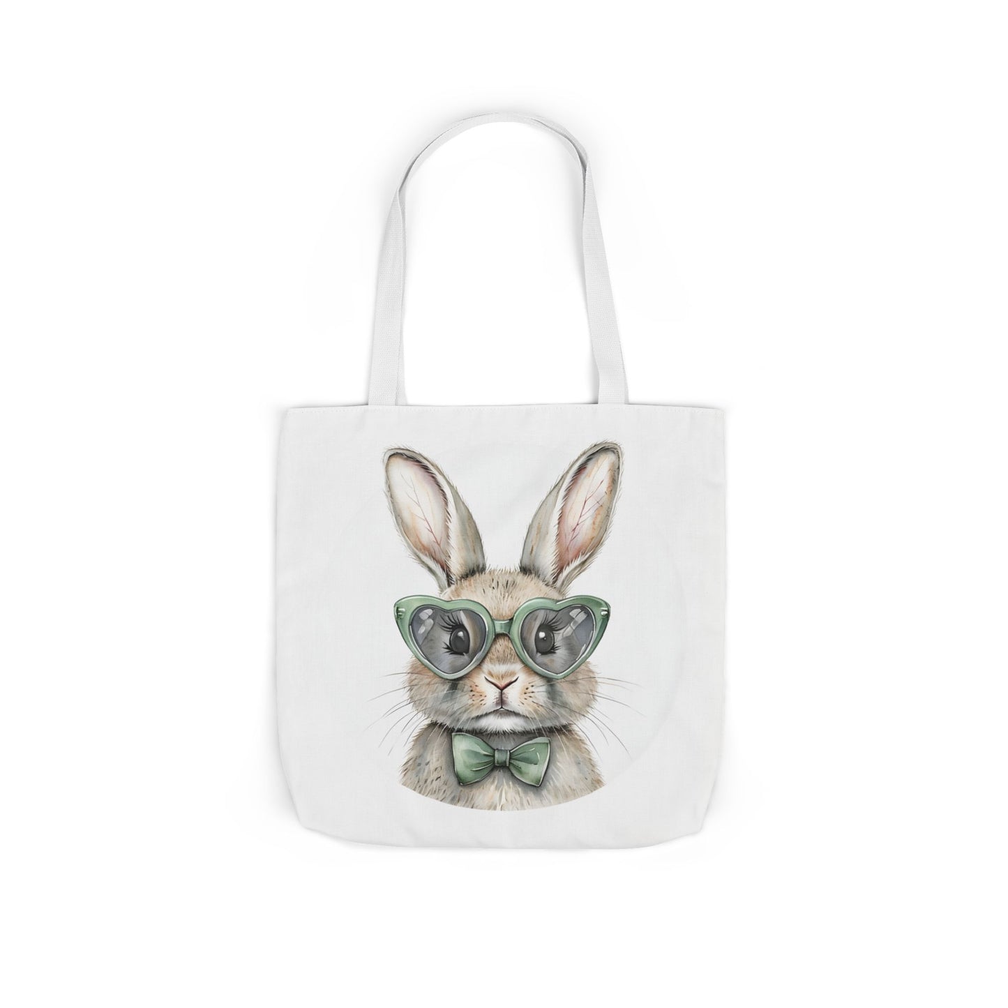Playful Double Sided Bunny Canvas Tote Bag with 5-Color Straps, Eco-Friendly, Spring Gift, Perfect for Easter, Cute Animal Lover Bag