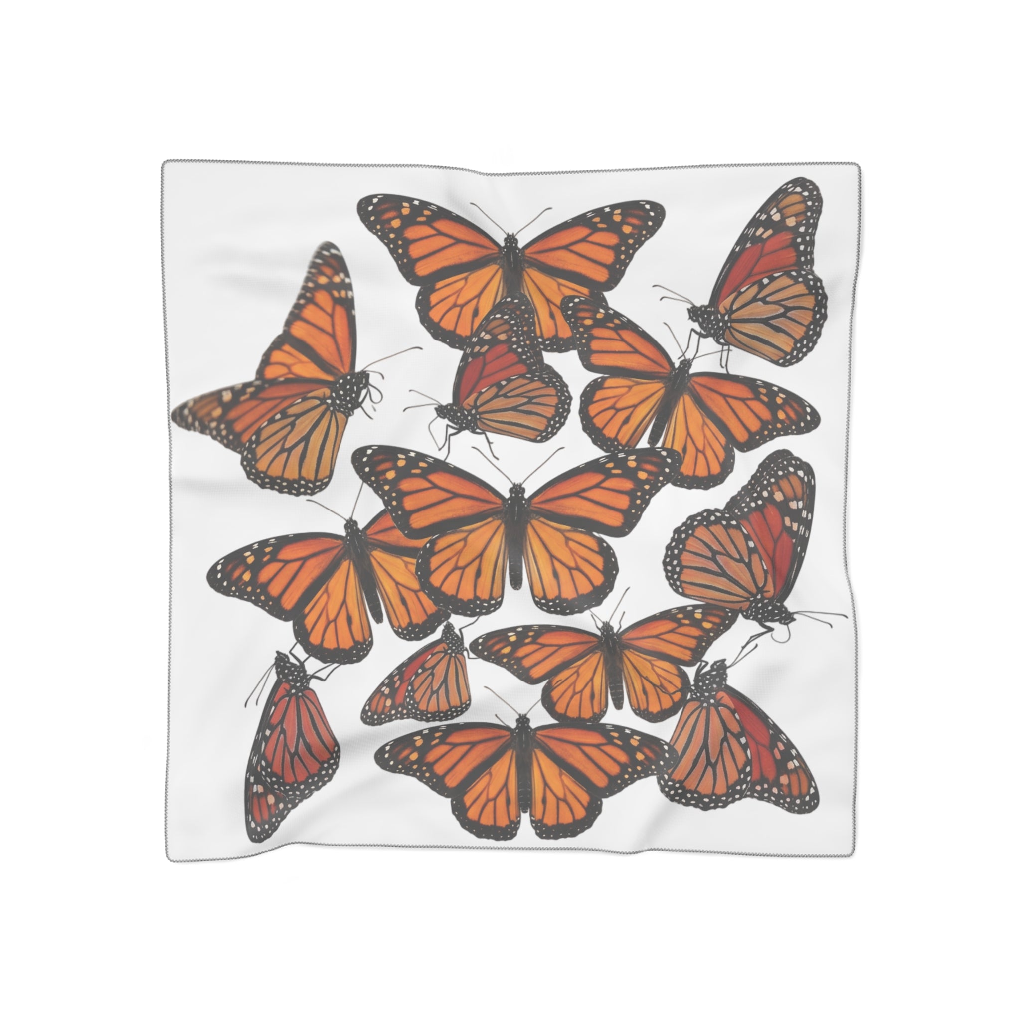 Butterflies Silk-Look Scarf — Butterflies Orange & Black Graphic Print