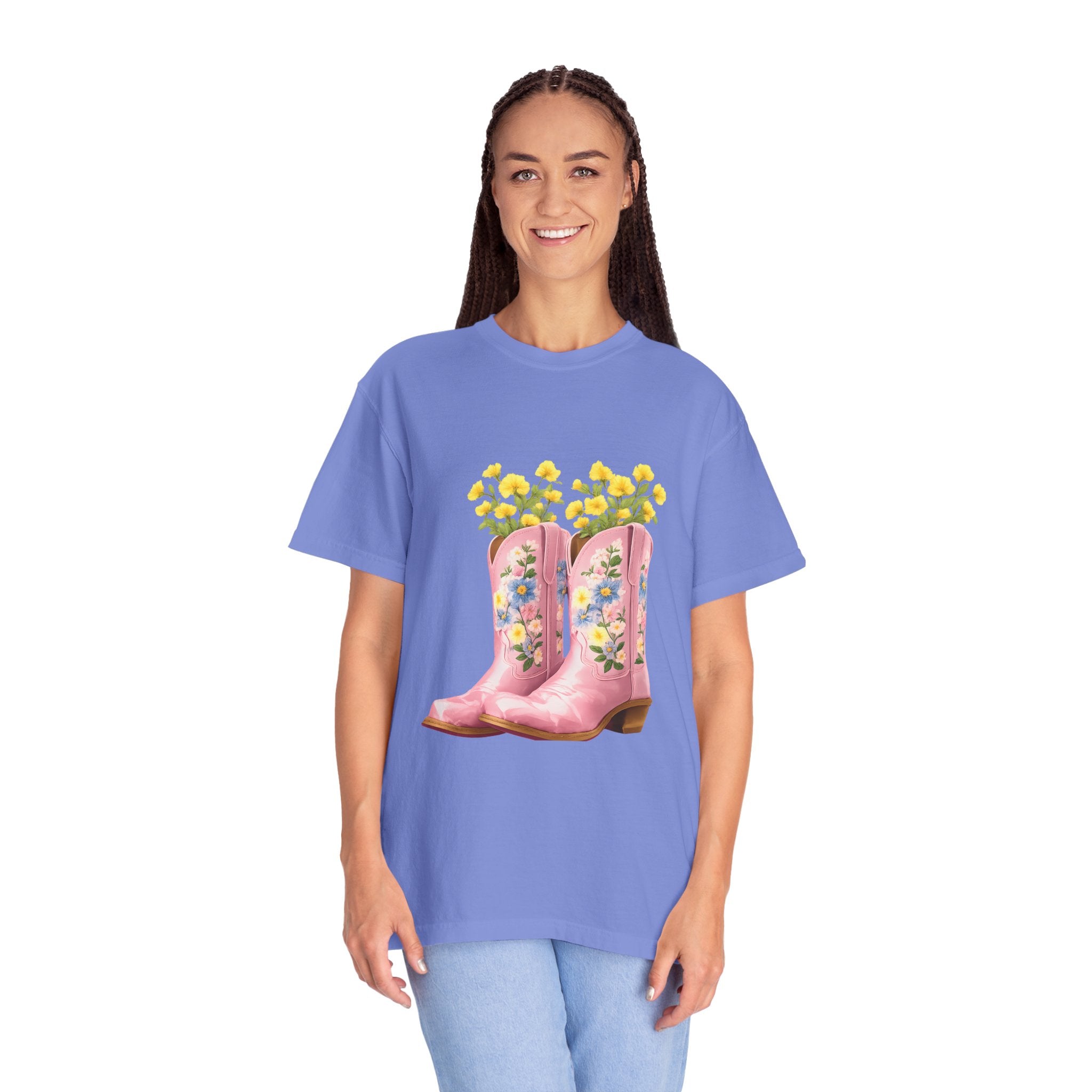 Walk A Mile Smiling T-Shirt – Cowboy Boot Graphic Tee