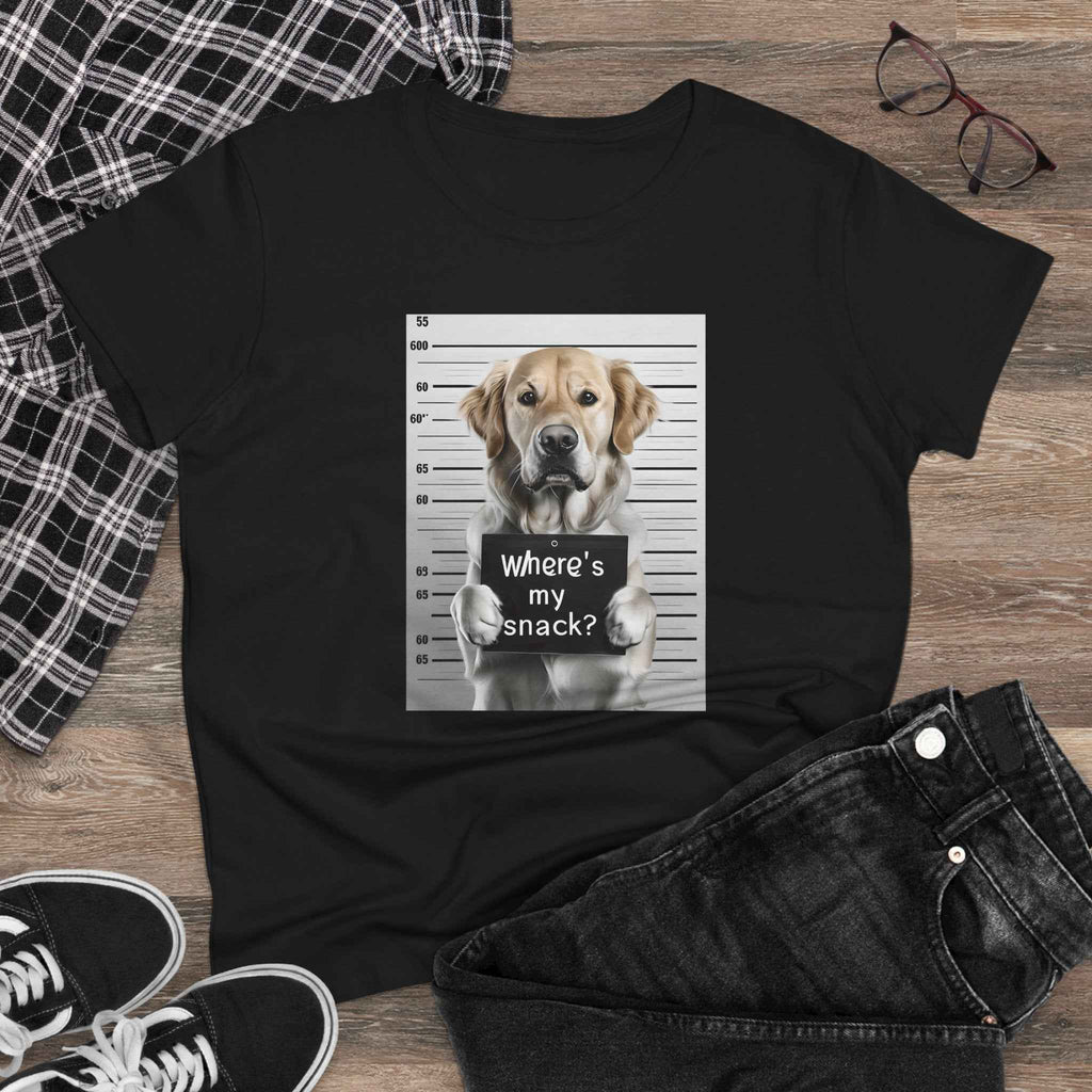 Funny Dog Tee - Where's My Snack? for Pet Lovers, Gift for Dog Moms, Casual Wear, Animal Humour, Cozy Everyday Top