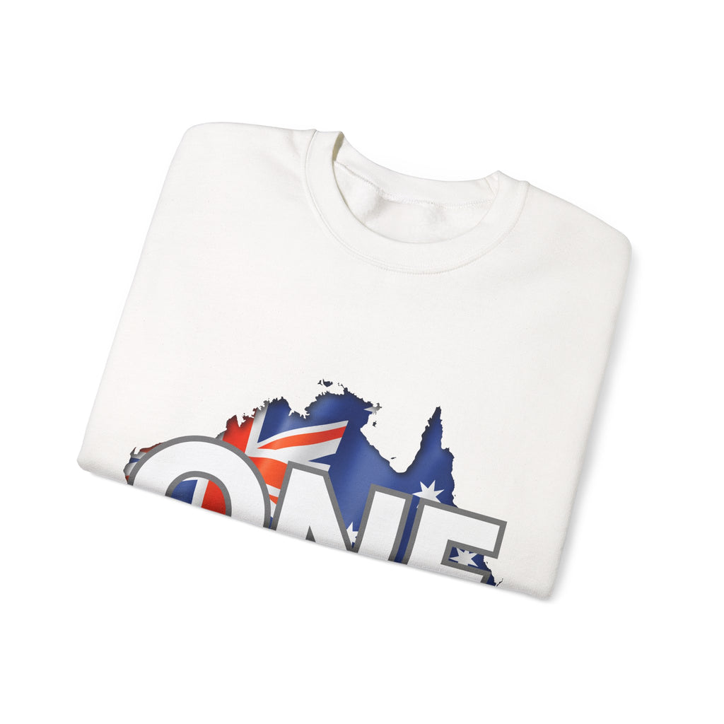 Australia ONE Flag Crewneck Unity Sweatshirt – Patriotic Aussie Map Design