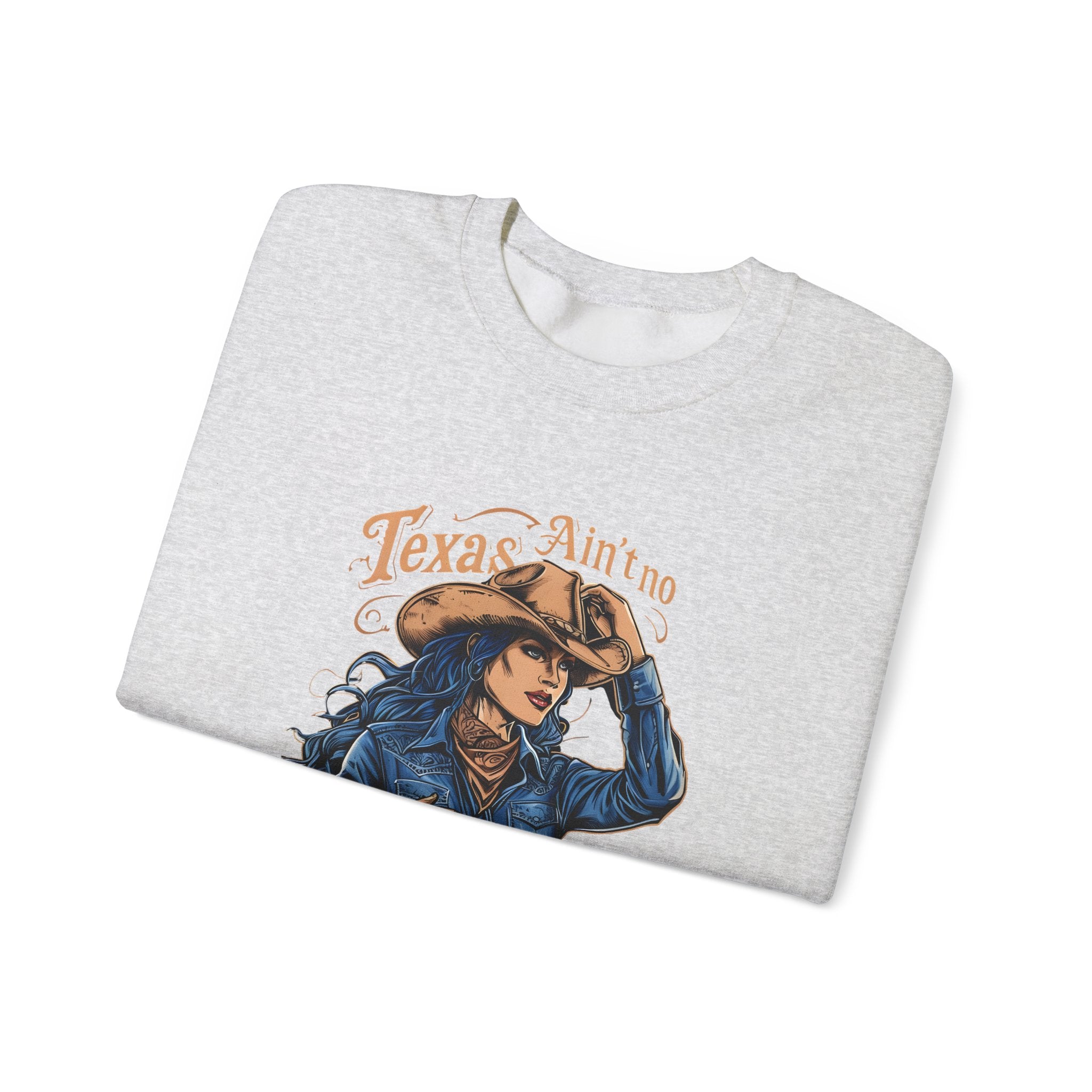 Heather gray crewneck sweatshirt with cowgirl western graphic
