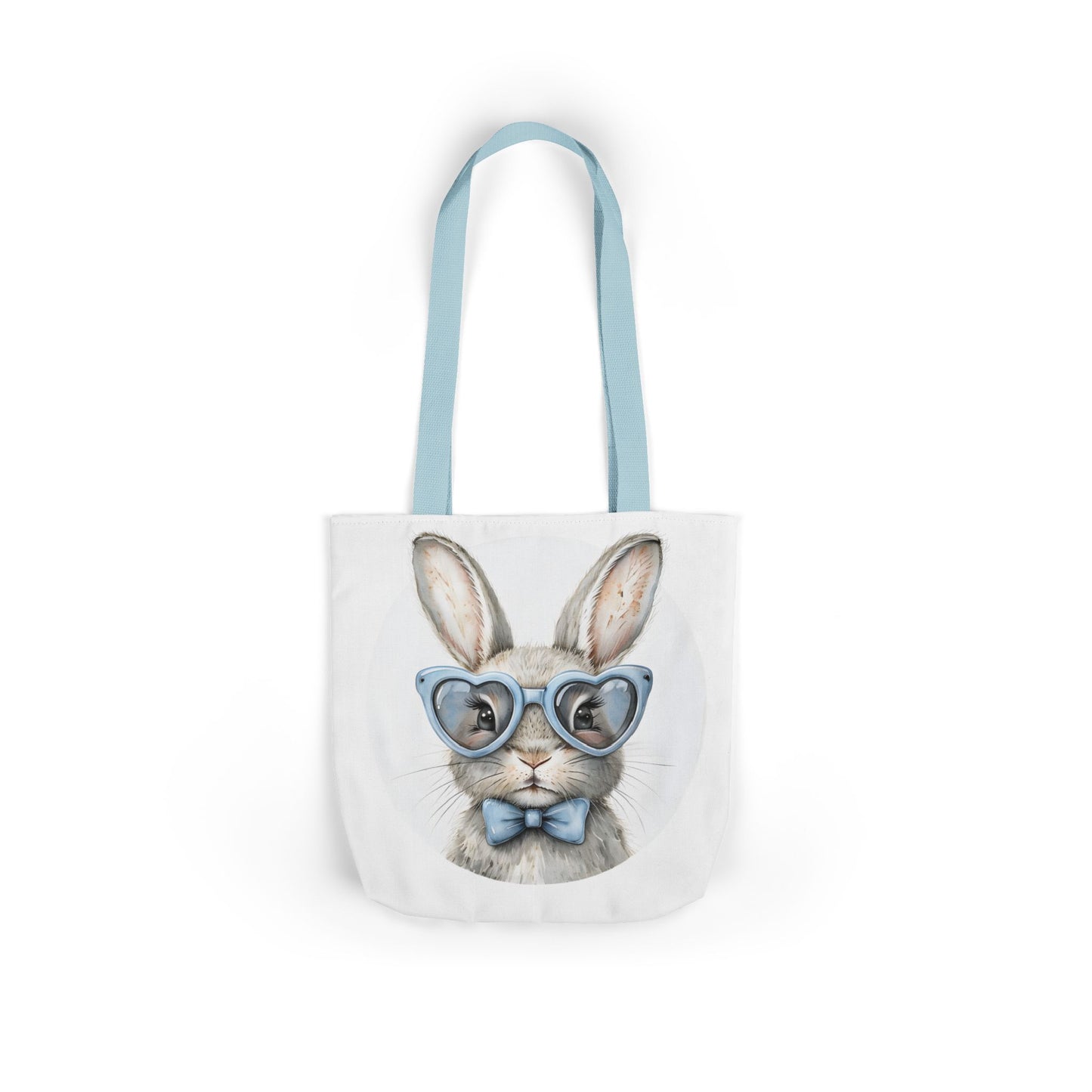 Cute Double Sided Bunny Canvas Tote Bag, Eco-Friendly Shopping Bag, Easter Gift, Spring Style Tote, Bunny Lover's Tote, 3-Color Straps