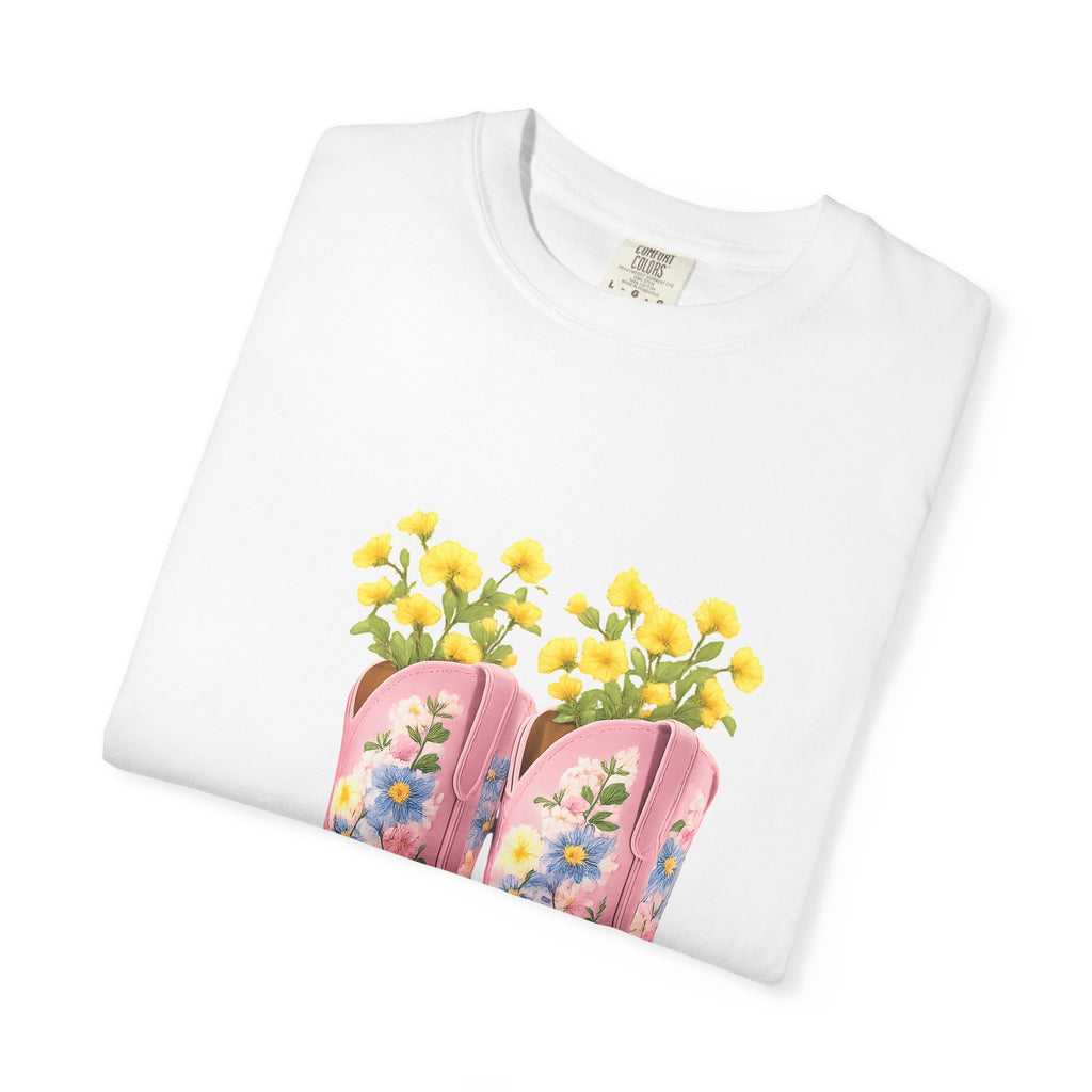 Walk A Mile Smiling T-Shirt – Cowboy Boot Graphic Tee