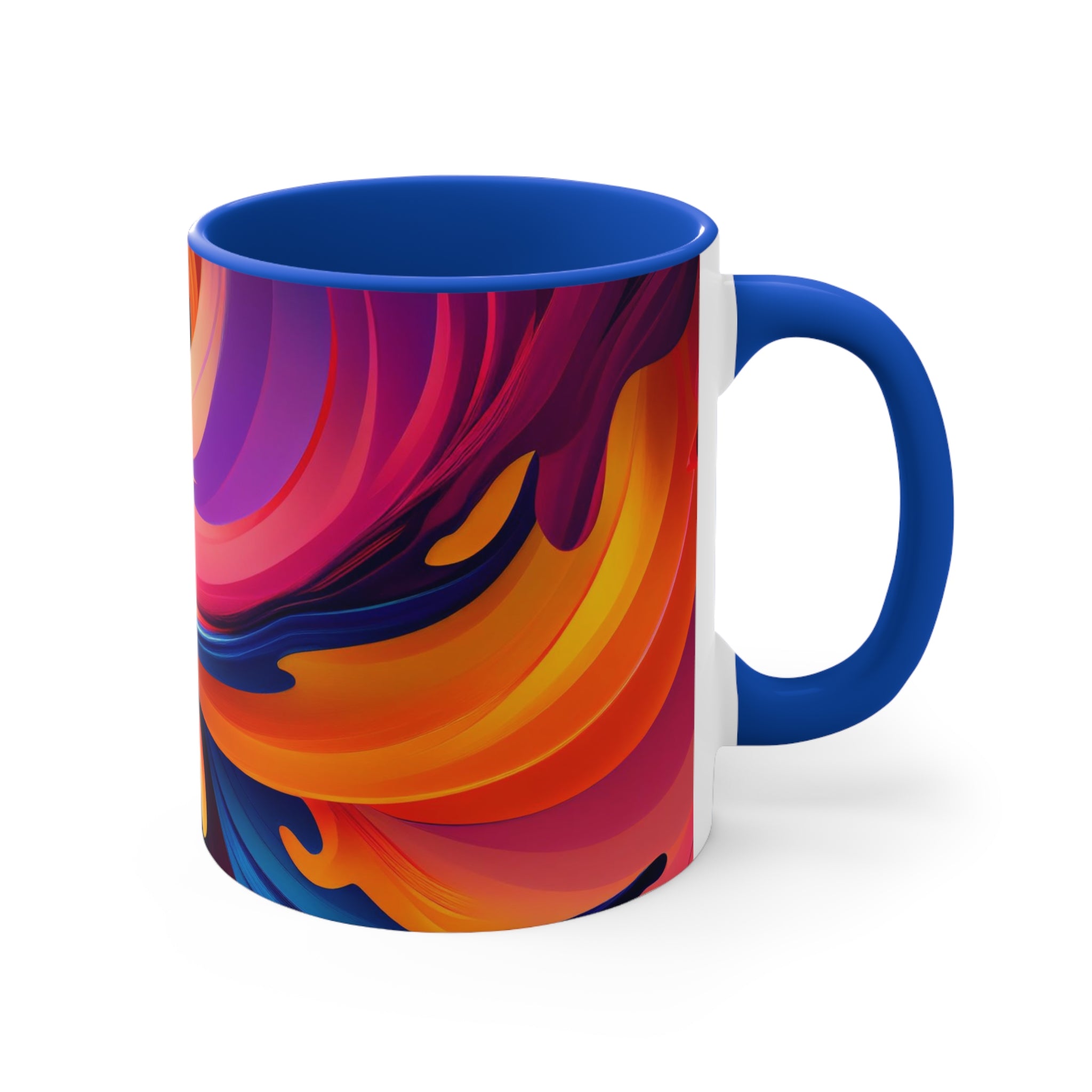 Colorful Wavy Accent Mug — 11oz Bright Ceramic Coffee Cup