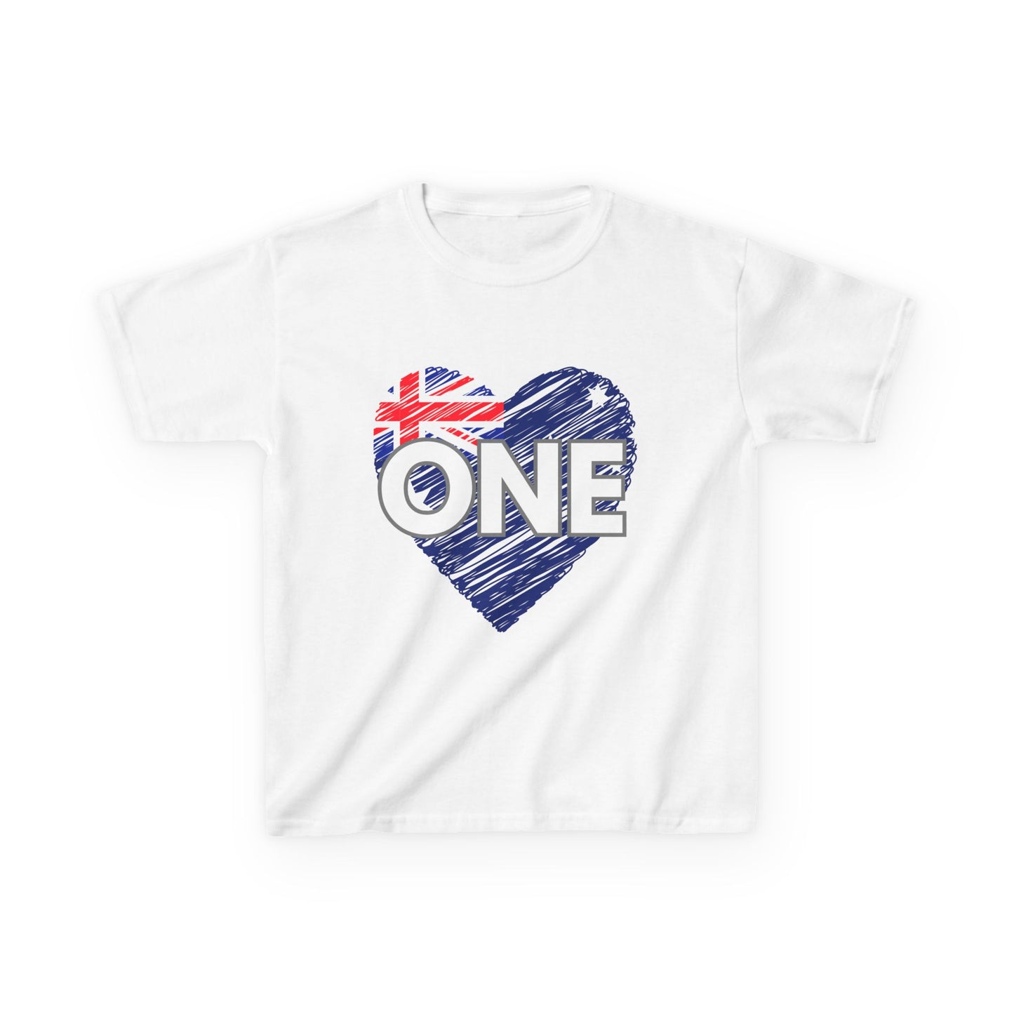 Kids Tee — "ONE" Australia Heart Unity Design (Patriotic Australia Day Shirt)