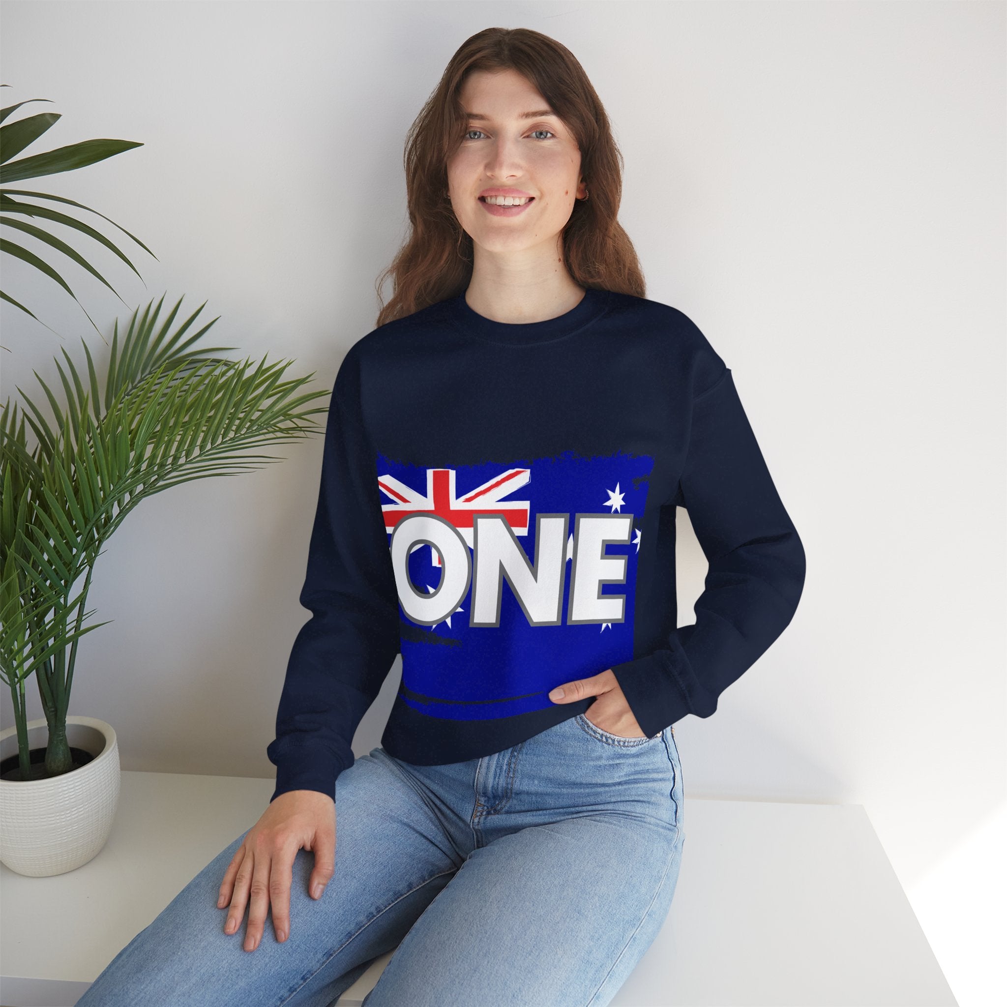 Australia ONE Torn Flag Crewneck Unity Sweatshirt – Patriotic Aussie Map Design