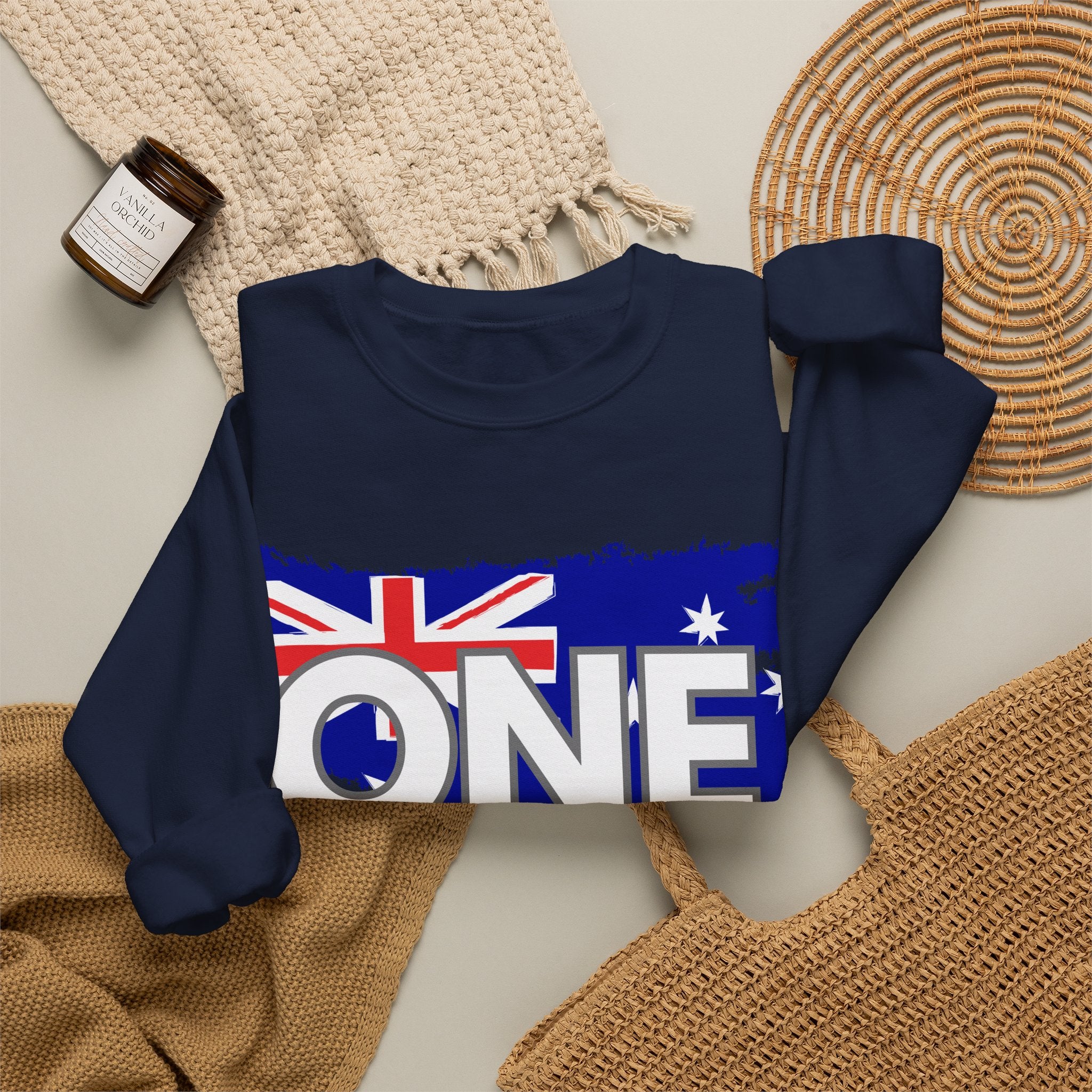 Australia ONE Torn Flag Crewneck Unity Sweatshirt – Patriotic Aussie Map Design