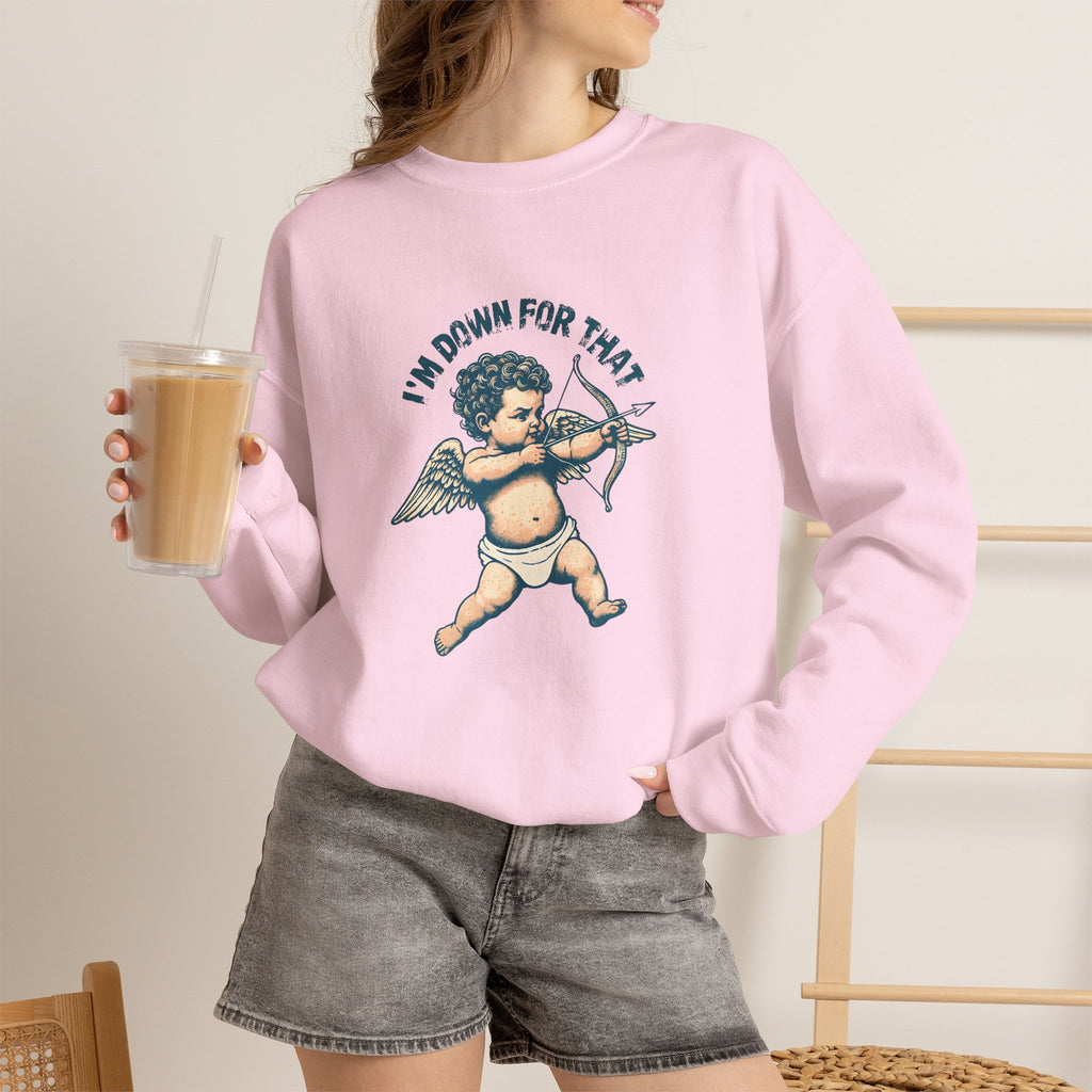 Cupid Graphic 'I'm Down For That' Crewneck Sweatshirt