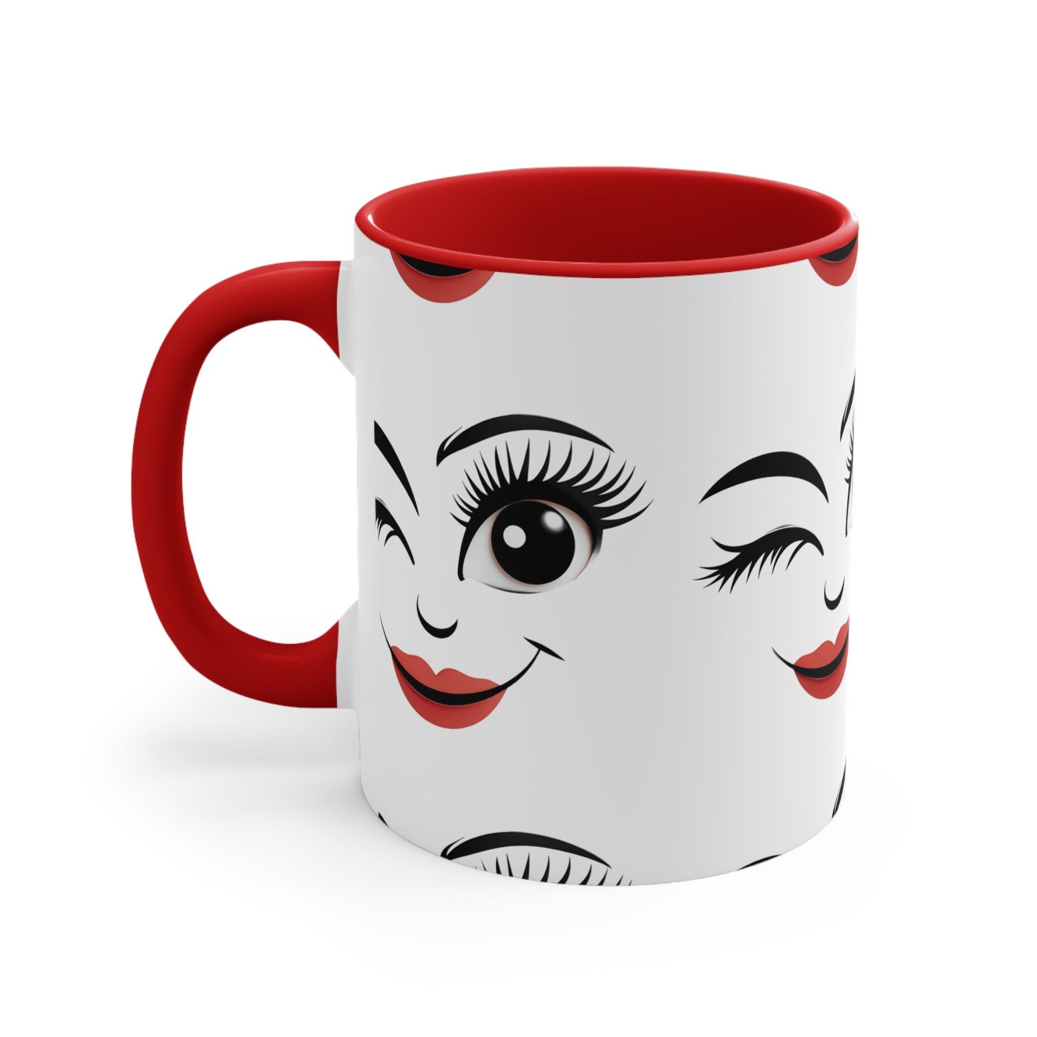 Quirky RED Face Outline Accent Mug 11oz