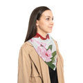 Cherry Blossom Pattern Silk-Look Scarf — Soft Floral Print