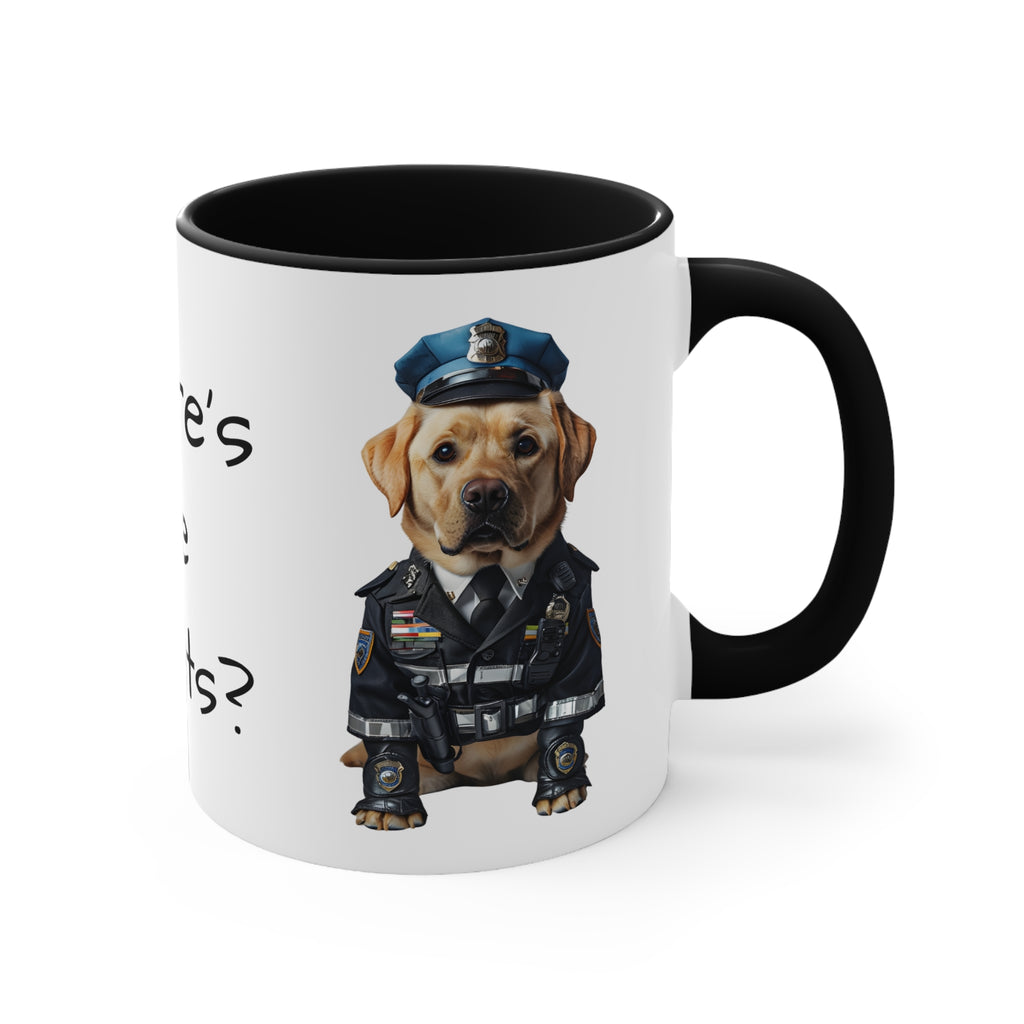 Labrador Retriever in Police Uniform Accent Mug Wheres the Donuts Fun Dog Lover and Police Fan Gift
