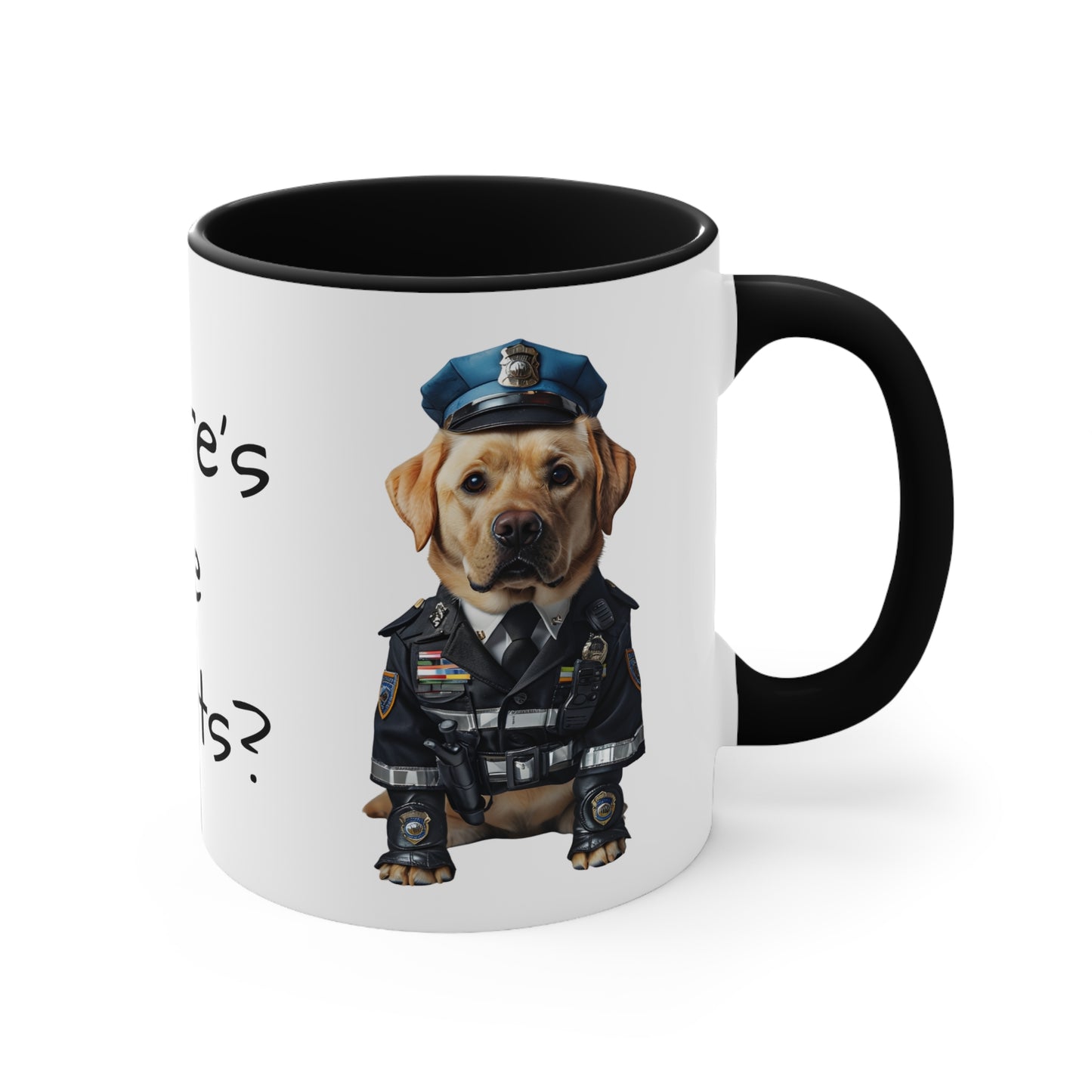 Labrador Retriever in Police Uniform Accent Mug Wheres the Donuts Fun Dog Lover and Police Fan Gift